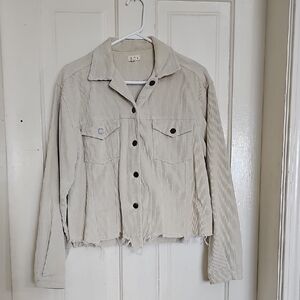 POL Women's Cream Corduroy Jean Jacket